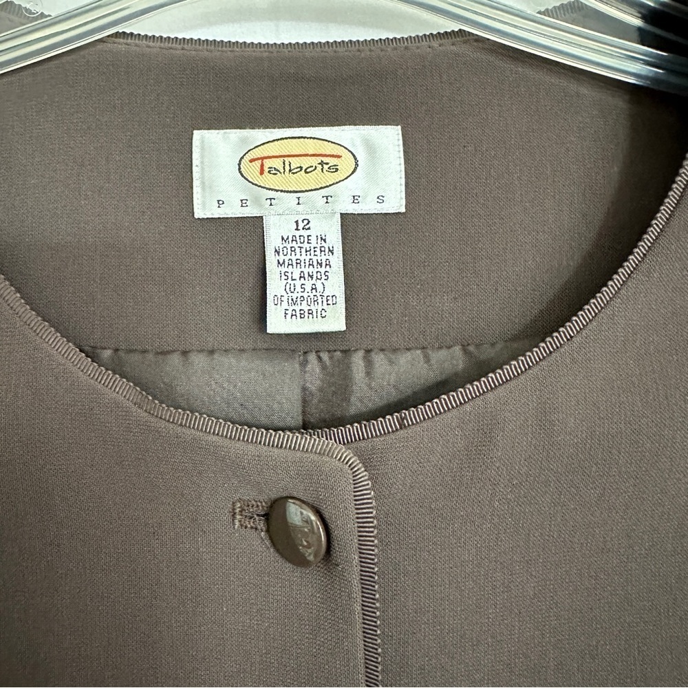 Vintage Talbots Women's Petite Dark Brown Button Up Short Jacket Blazer sz 12P - Picture 4 of 10